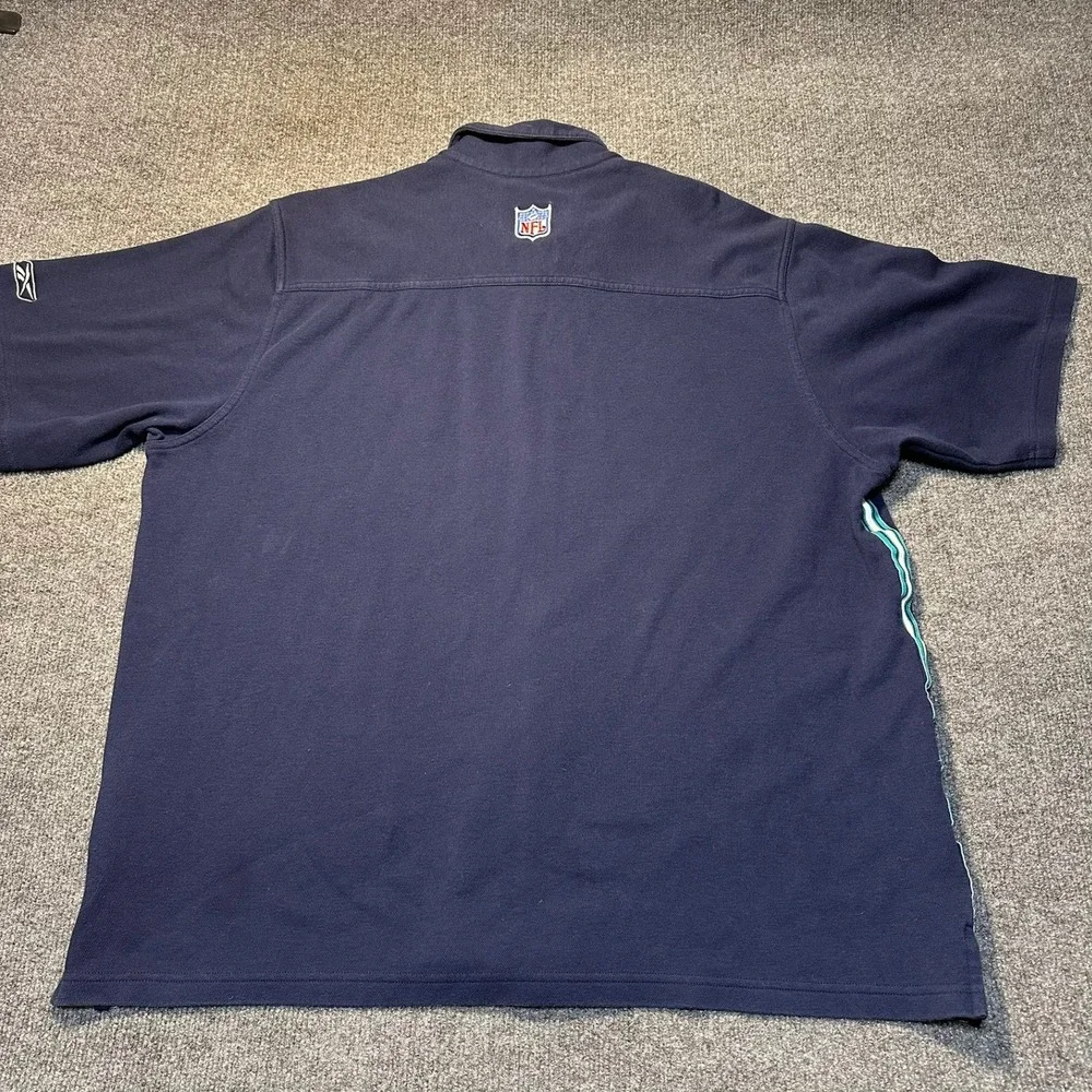 Reebok NFL Miami Dolphins Navy Blue Button Up Shirt Mens XL PlayDry On Field